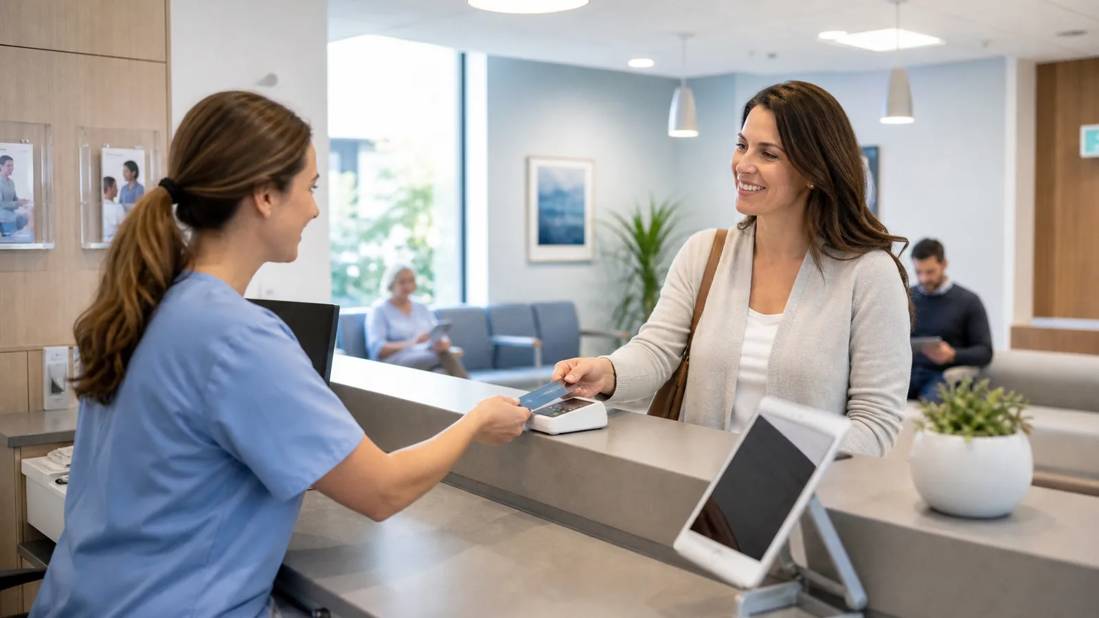 General medical office checkout at the front desk